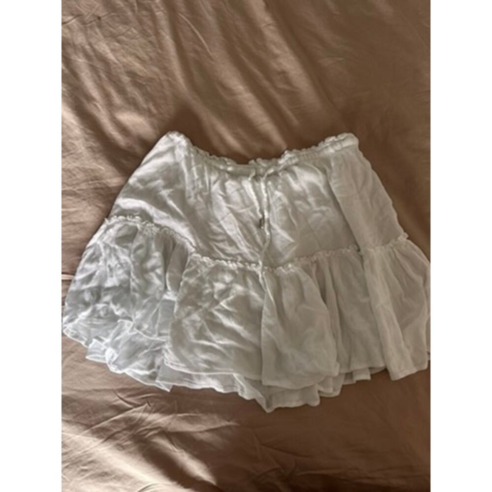 Beach Ready Elan White Tiered Ruffle Mini Skirt / Swim Cover-Up Boho Cottagecore
